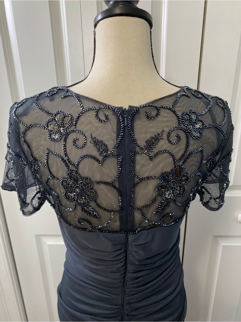 Xscape Beaded V-Neck Ruched Back Maxi Dress - Picture 8 of 10
